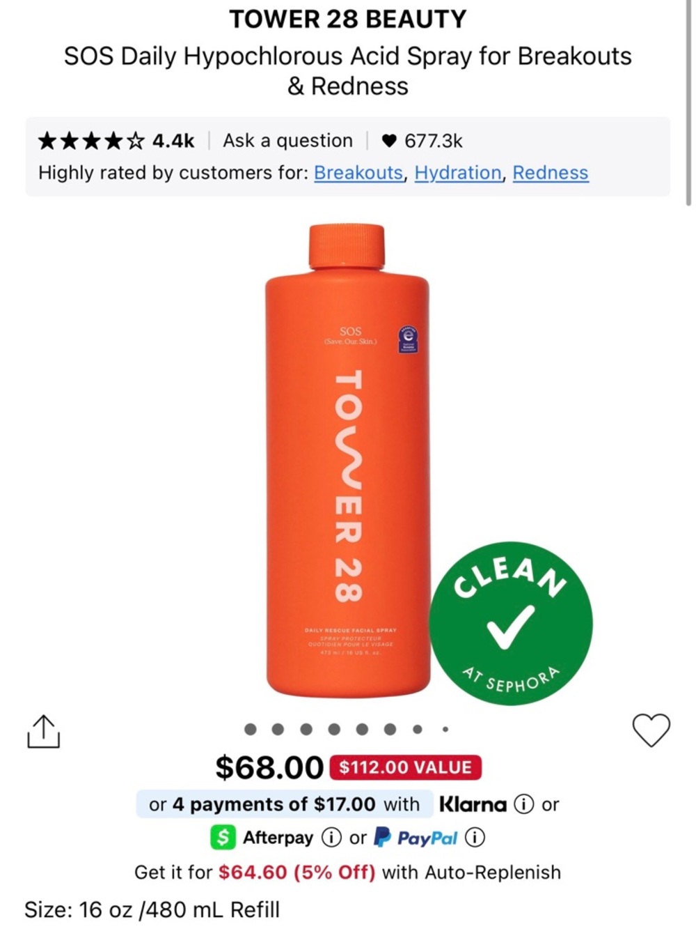 TOWER 28 SOS Daily Hypochlorous Acid Spray — Orange